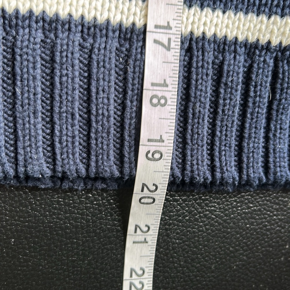 Jenni Kayne Chloe Striped Cotton Crewneck Sweater Boxy Navy Blue White Stripe L - Picture 9 of 11